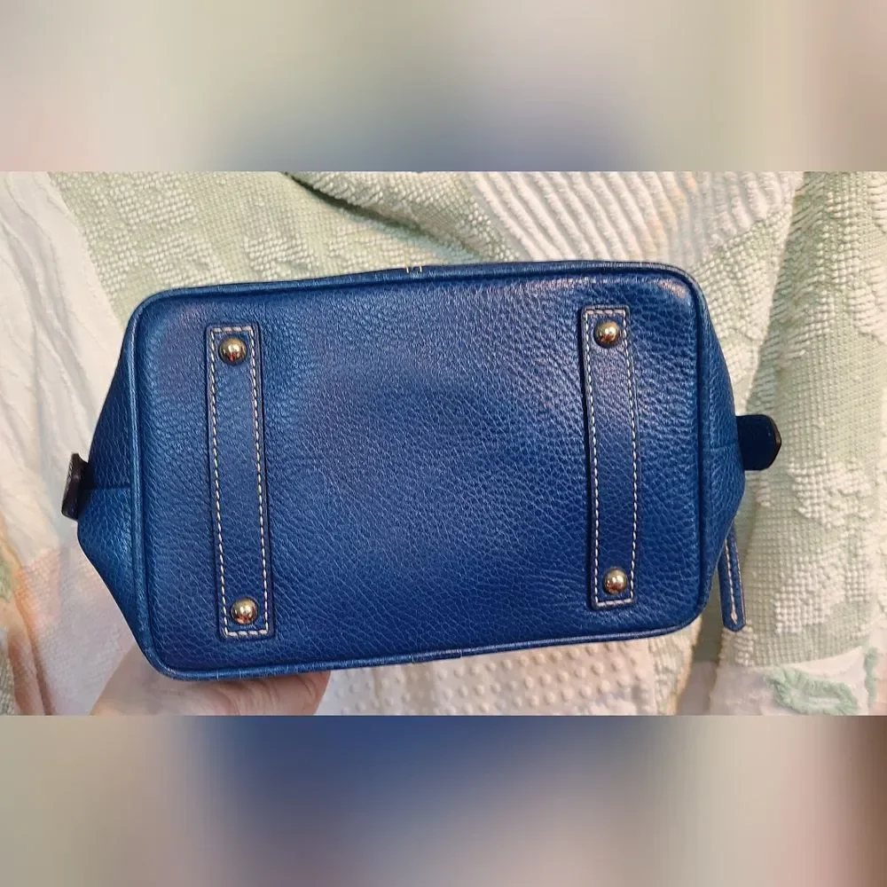 Dooney & Bourke Vintage Designer Lucca Y2K Blue Leather Satchel Purse Handbag